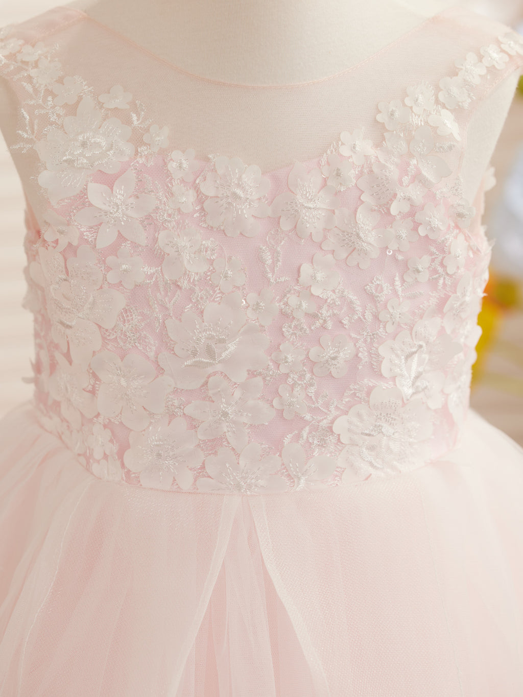 Vestido de niña de las flores de tul y encaje de princesa encantada 