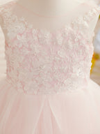 Vestido de niña de las flores de tul y encaje de princesa encantada 