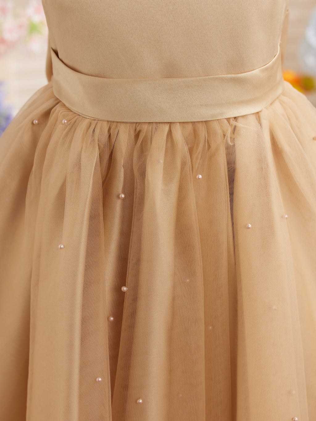 Vestido de princesa/vestido de princesa de satén y tul hasta la rodilla para niña de las flores 