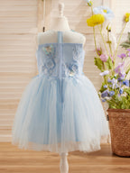 Vestido de niña de las flores sin mangas de tul y encaje hasta la rodilla 