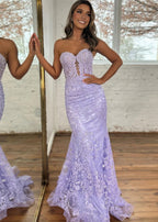 Terry | Vestidos largos de sirena con apliques de encaje y escote corazón negros