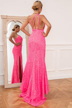 Vestidos de fiesta de sirena con lentejuelas y un solo hombro