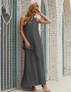 Vestido largo de gasa de talla grande para la madre de la novia, vestido de gala para dama de honor, vestido de graduación SY28019