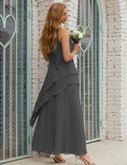 Vestido largo de gasa de talla grande para la madre de la novia, vestido de gala para dama de honor, vestido de graduación SY28019