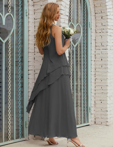 Vestido largo de gasa de talla grande para la madre de la novia, vestido de gala para dama de honor, vestido de graduación SY28019