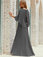 Vestido de dama de honor Sunderly para mujer, manga larga, cuello en V, de gasa, vestido formal de fiesta de boda SY28018