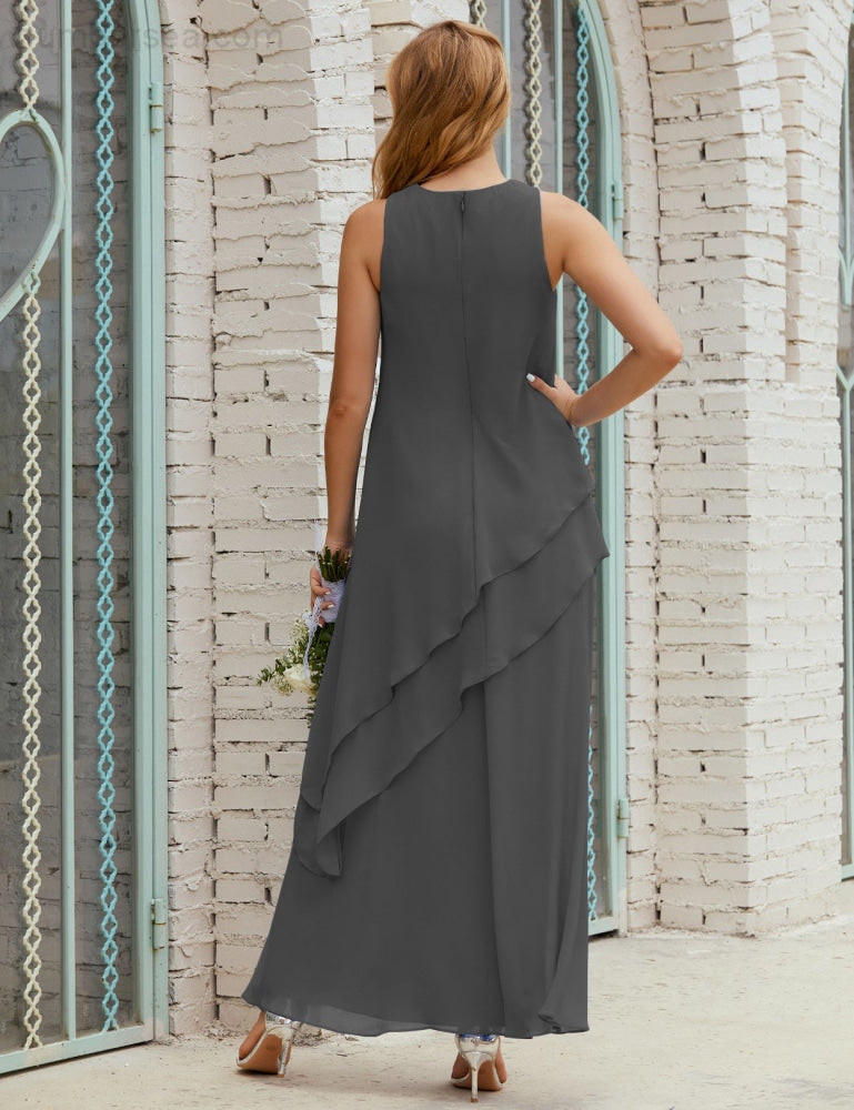 Vestido largo de gasa de talla grande para la madre de la novia, vestido de gala para dama de honor, vestido de graduación SY28019