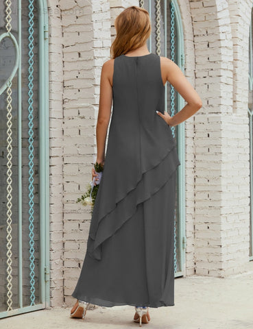 Vestido largo de gasa de talla grande para la madre de la novia, vestido de gala para dama de honor, vestido de graduación SY28019