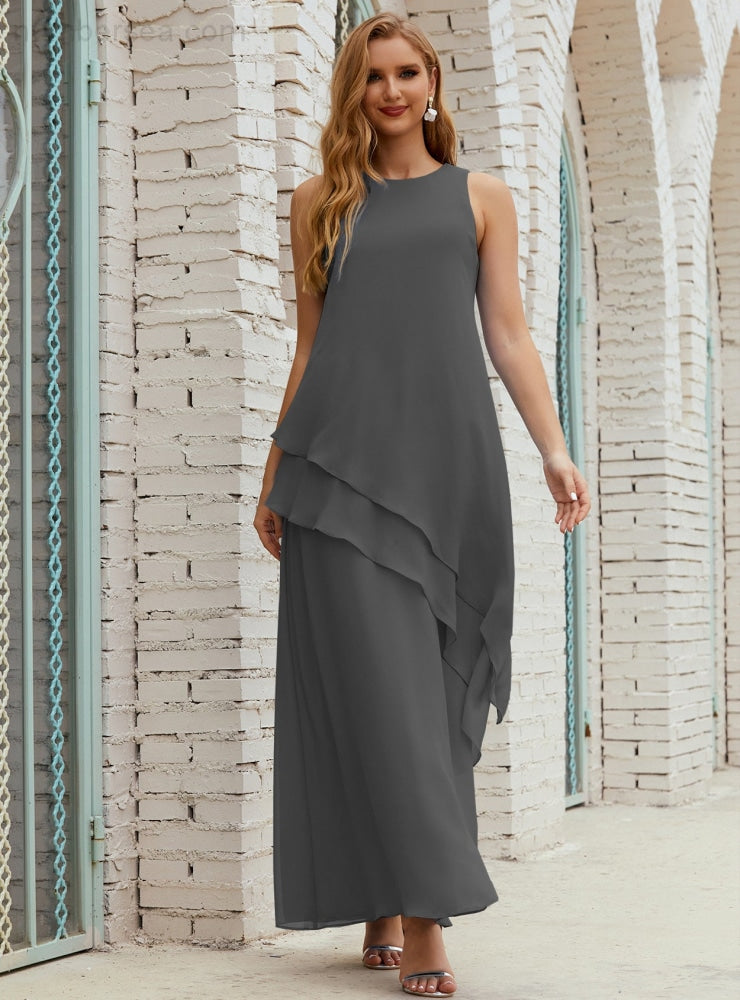 Vestido largo de gasa de talla grande para la madre de la novia, vestido de gala para dama de honor, vestido de graduación SY28019
