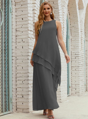 Vestido largo de gasa de talla grande para la madre de la novia, vestido de gala para dama de honor, vestido de graduación SY28019