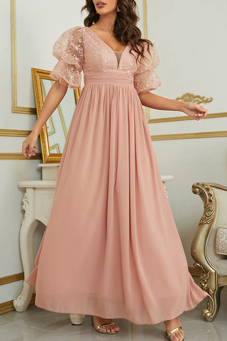 Vestidos de noche elegantes de encaje sólido con escote en V de celebridades 