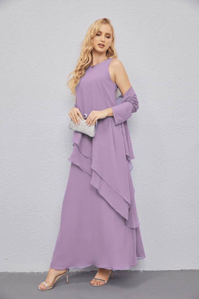 Vestidos de madre de la novia con cárdigan ligero abierto al frente, vestido formal de fiesta 28081 