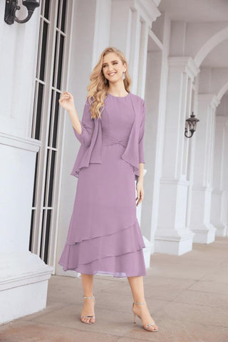 Vestido de fiesta formal de dos piezas corte A para la madre de la novia Sunderly SY28072