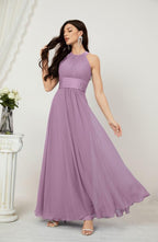 Robe de soirée formelle Baoleely en mousseline de soie, col licou, longue, sans manches, robe de demoiselle d'honneur 2802 