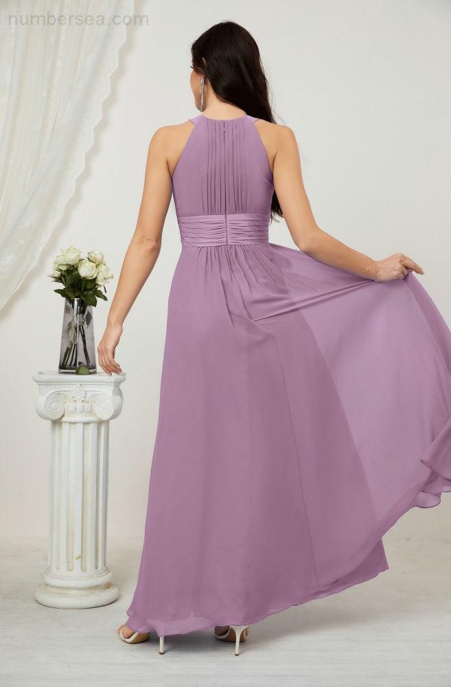 Robe de soirée formelle Baoleely en mousseline de soie, col licou, longue, sans manches, robe de demoiselle d'honneur 2802 