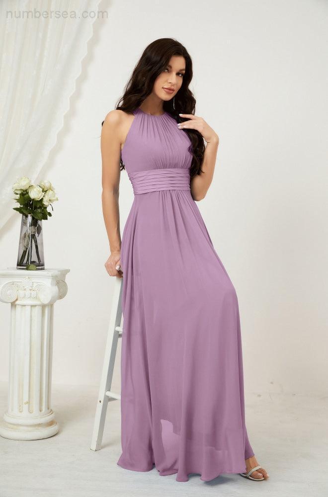Robe de soirée formelle Baoleely en mousseline de soie, col licou, longue, sans manches, robe de demoiselle d'honneur 2802 