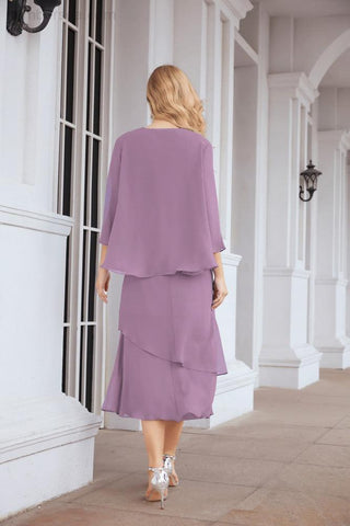 Vestido de fiesta formal de dos piezas corte A para la madre de la novia Sunderly SY28072