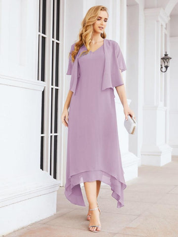 Vestido de fiesta formal de dos piezas corte A para la madre de la novia Sunderly SY28073