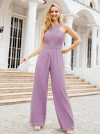 Baoleely Crisscross Neck Jumpsuit Formal Evening Dress Long Bridesmaid Dresses Bell-bottomed Pants 28033