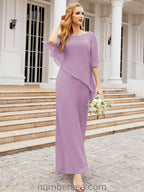 Vestido largo de fiesta formal Sunderly para la madre de la novia con capa de volantes SY28026