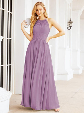 Baoleely Sleeveless Bridesmaid Dresses Long Prom Gown Zipper with Keyhole Back 28056