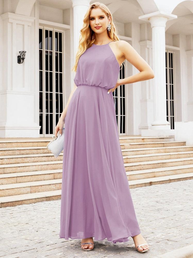 Baoleely  Halter Long Bridesmaid Dresses Formal A line Juniors Dress 28029