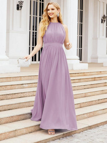 Baoleely Halter Bridesmaid Dress Empire Waist Formal Evening Prom Gown for Mother of The Bride 28030