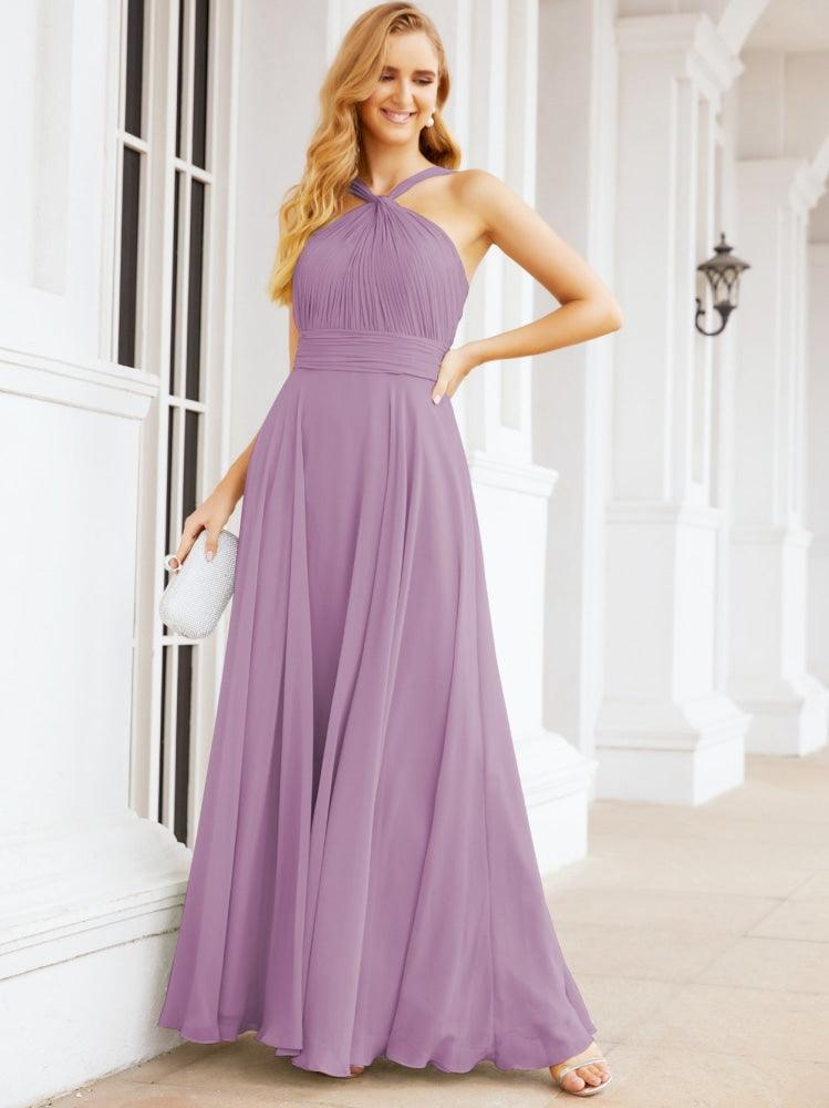 Baoleely Crisscross Halter Bridesmaid Dresses for Party Wedding Evening Prom Maxi Ball Gowns 28053