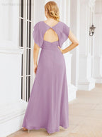 Robe de demoiselle d'honneur Sunnderly, robe de bal formelle à cape, robe dos nu pour la mère de la mariée SY28058 