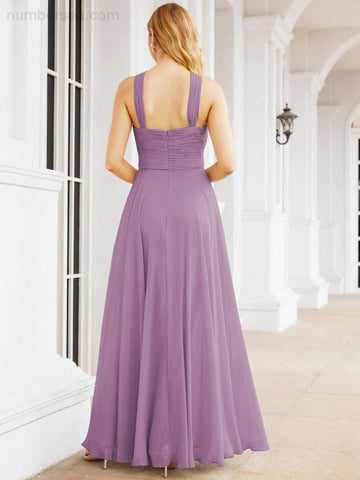 Baoleely Crisscross Halter Bridesmaid Dresses for Party Wedding Evening Prom Maxi Ball Gowns 28053