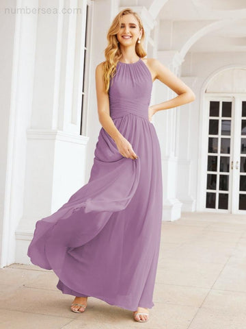 Baoleely Sleeveless Bridesmaid Dresses Long Prom Gown Zipper with Keyhole Back 28056