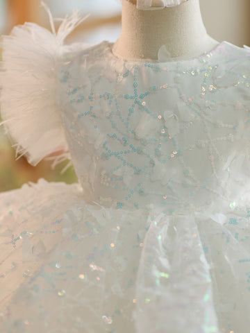 Robe de fête d'anniversaire pour 1 an, en tulle et sequins, longueur genou 