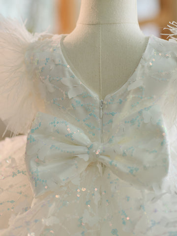 Robe de fête d'anniversaire pour 1 an, en tulle et sequins, longueur genou 