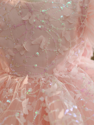 Robe de fête d'anniversaire pour 1 an, en tulle et sequins, longueur genou 