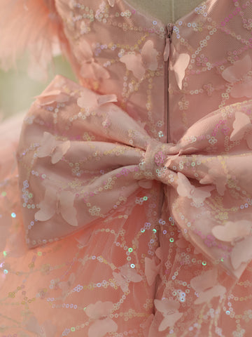 Robe de fête d'anniversaire pour 1 an, en tulle et sequins, longueur genou 