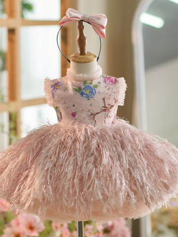 Vestido de tul bordado floral hasta la rodilla para bebé niña 