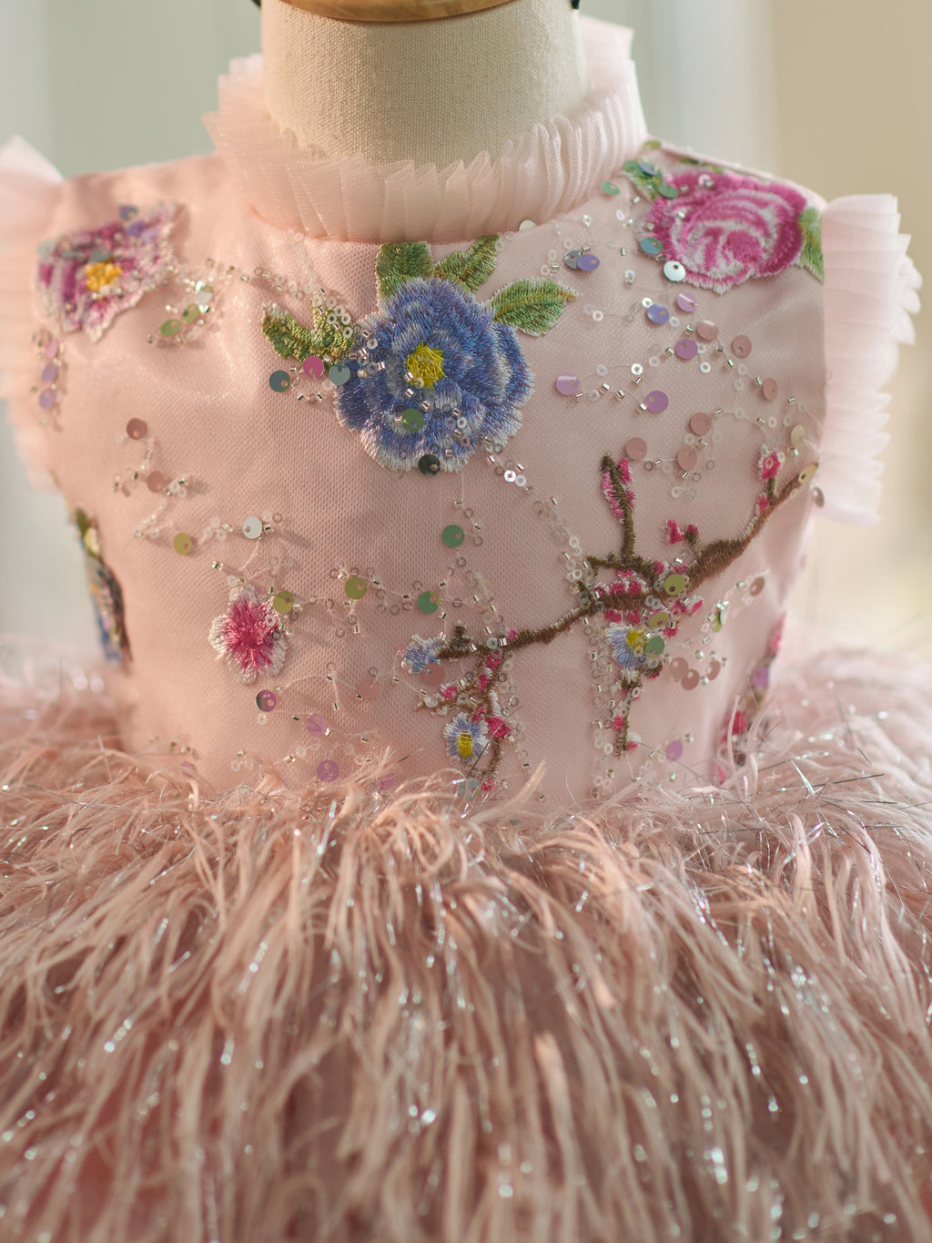 Vestido de tul bordado floral hasta la rodilla para bebé niña 