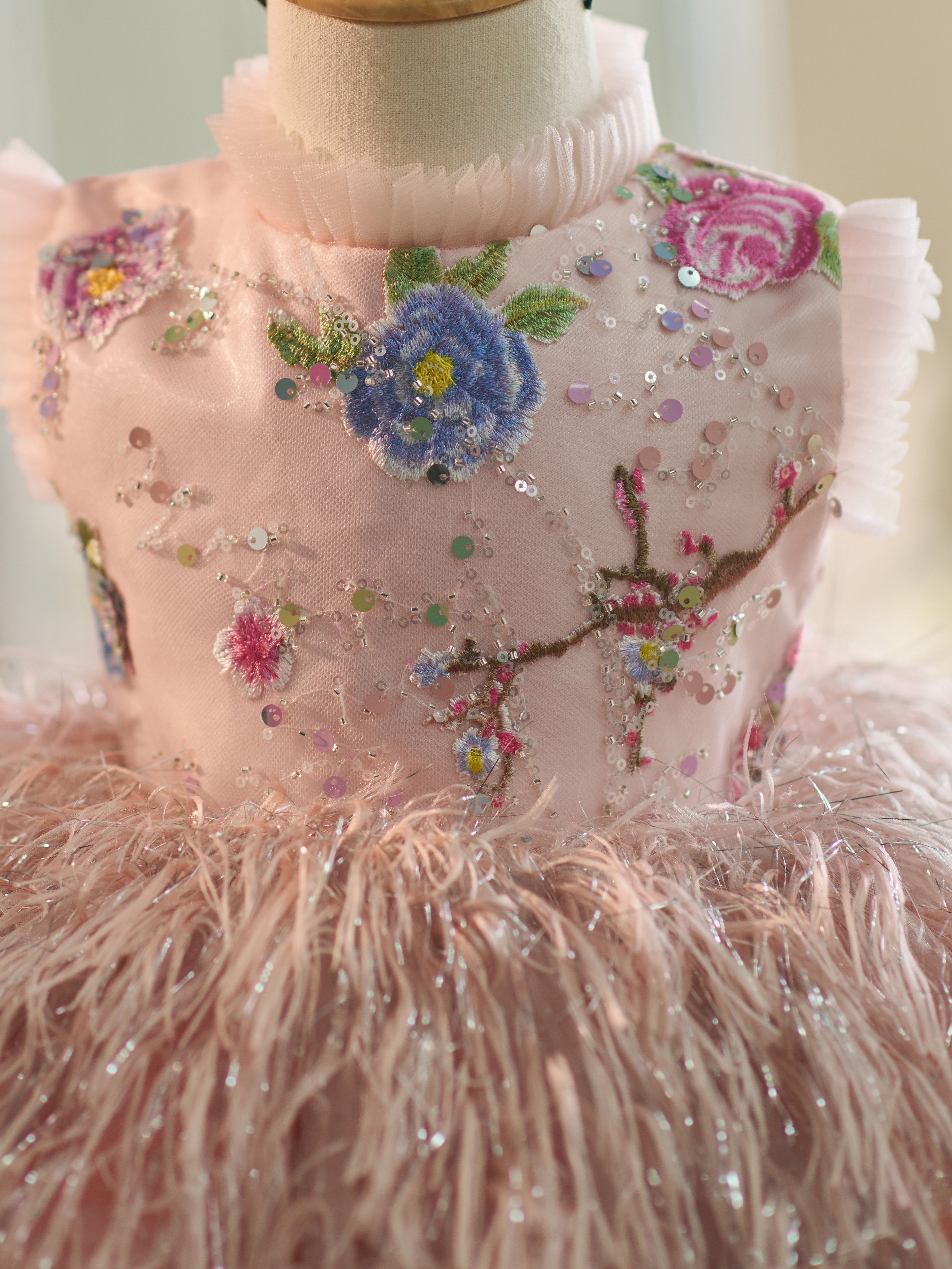 Vestido de tul bordado floral hasta la rodilla para bebé niña 