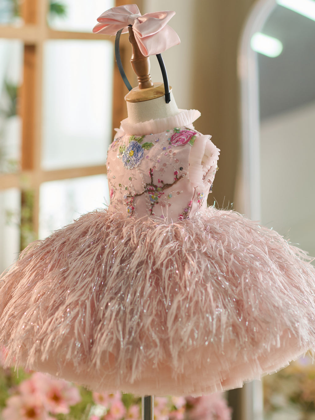 Vestido de tul bordado floral hasta la rodilla para bebé niña 