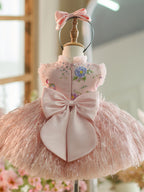 Vestido de tul bordado floral hasta la rodilla para bebé niña 