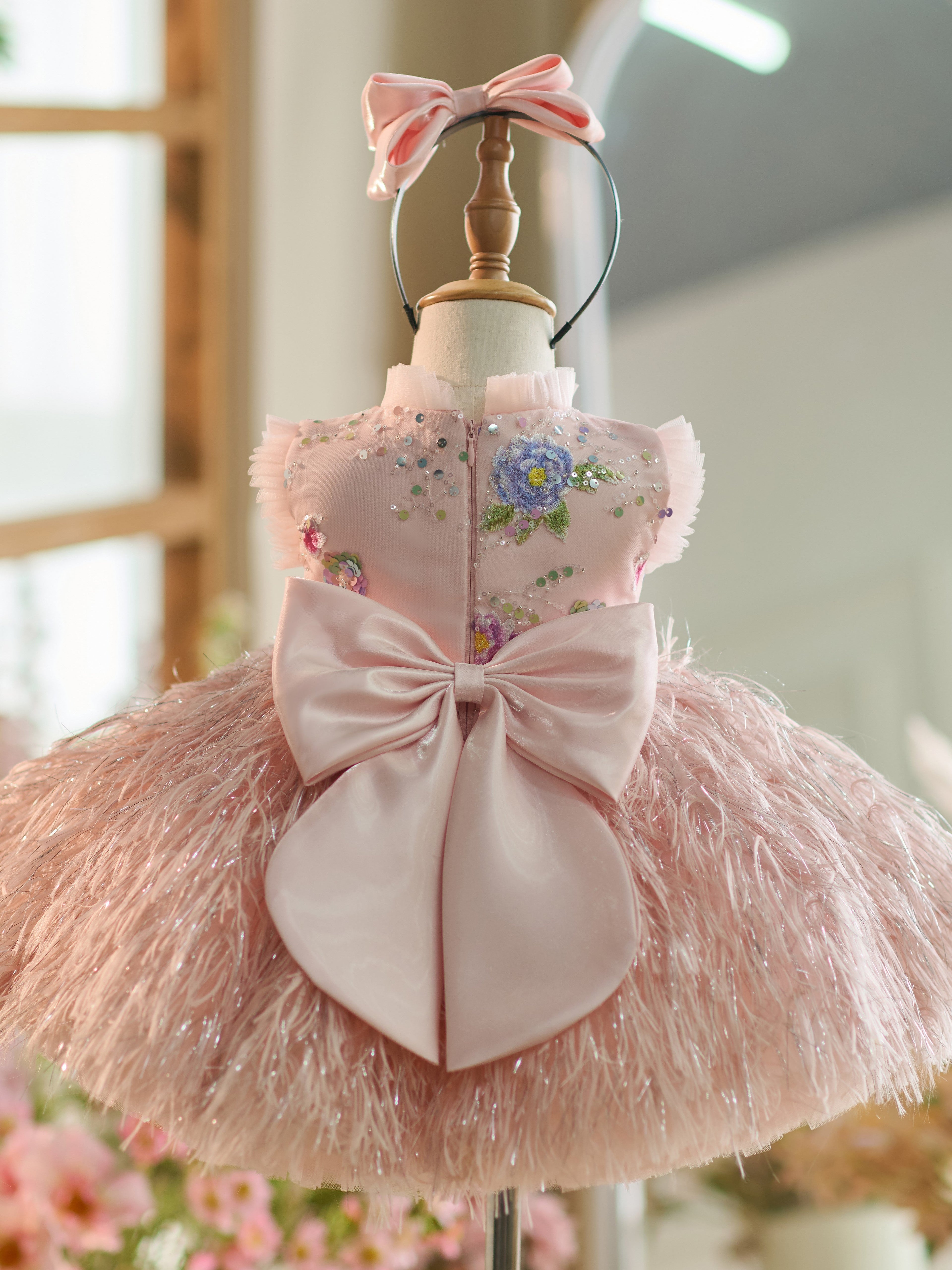 Vestido de tul bordado floral hasta la rodilla para bebé niña 