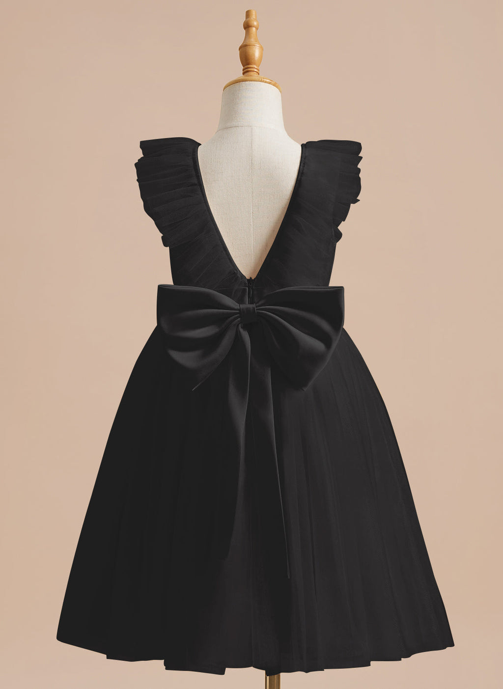 Vestido de niña de las flores de corte A, de satén y tul, hasta la rodilla 
