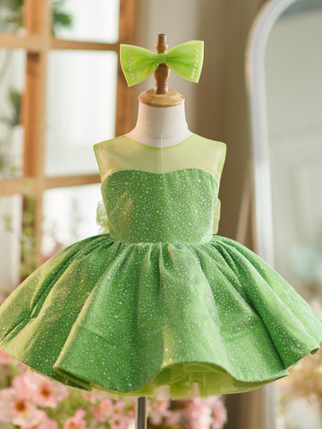 Vestido de princesa/vestido de tul verde hasta la rodilla para bebé niña 