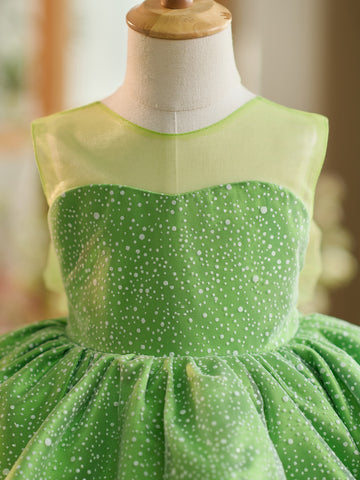 Vestido de princesa/vestido de tul verde hasta la rodilla para bebé niña 