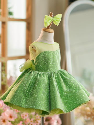 Vestido de princesa/vestido de tul verde hasta la rodilla para bebé niña 