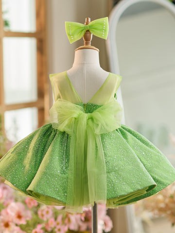 Vestido de princesa/vestido de tul verde hasta la rodilla para bebé niña 