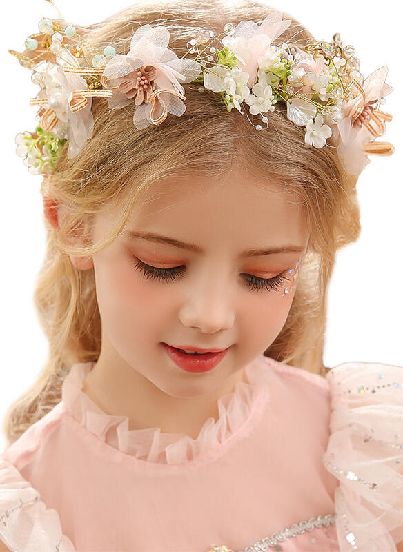 Diadema rosa para niña de las flores, ideal para uso diario, bodas u ocasiones especiales. Con encaje, lentejuelas, perlas y flores. 