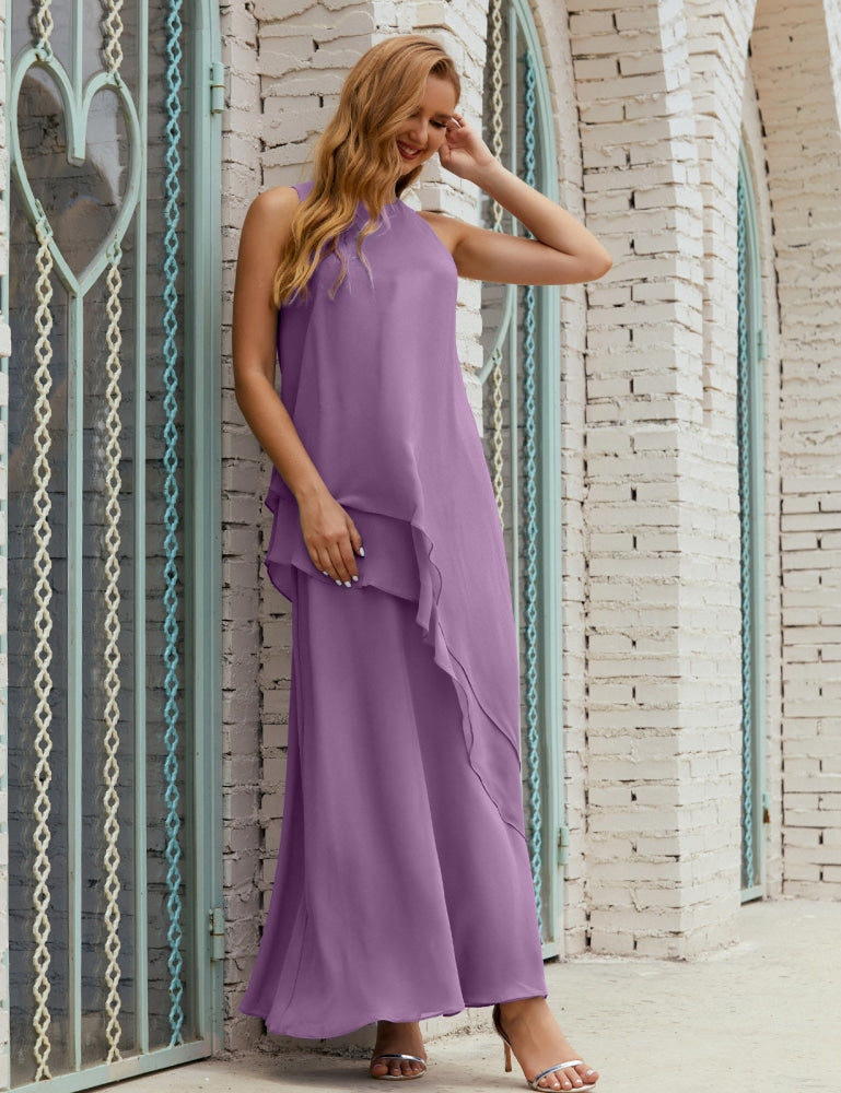 Vestido largo de gasa de talla grande para la madre de la novia, vestido de gala para dama de honor, vestido de graduación SY28019
