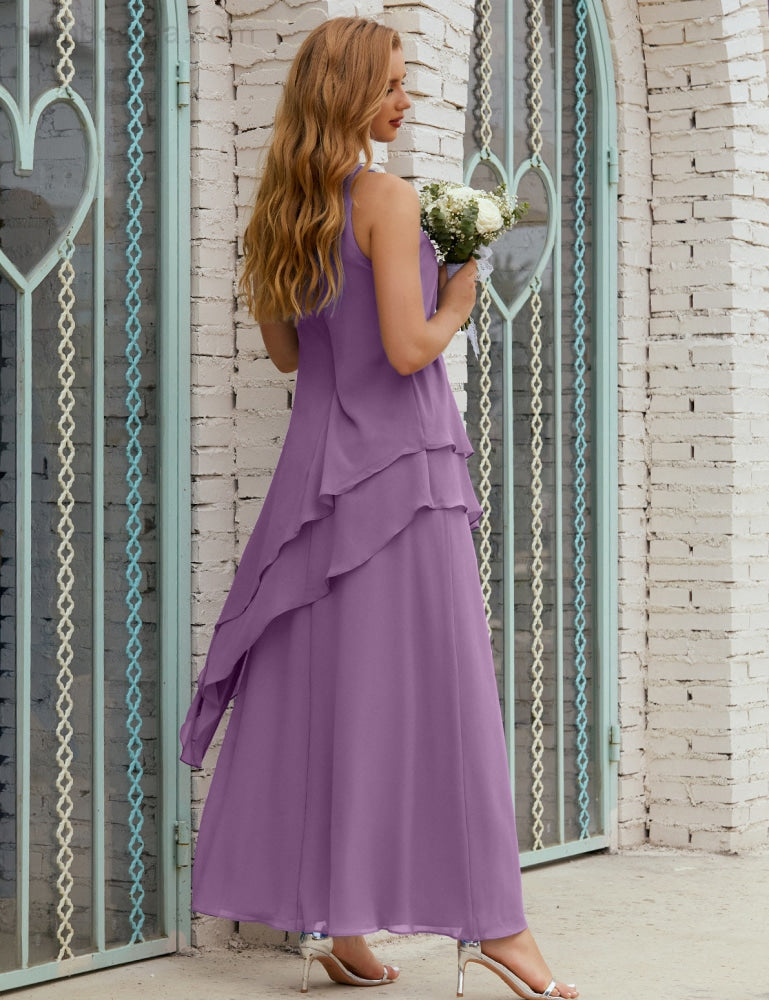 Vestido largo de gasa de talla grande para la madre de la novia, vestido de gala para dama de honor, vestido de graduación SY28019