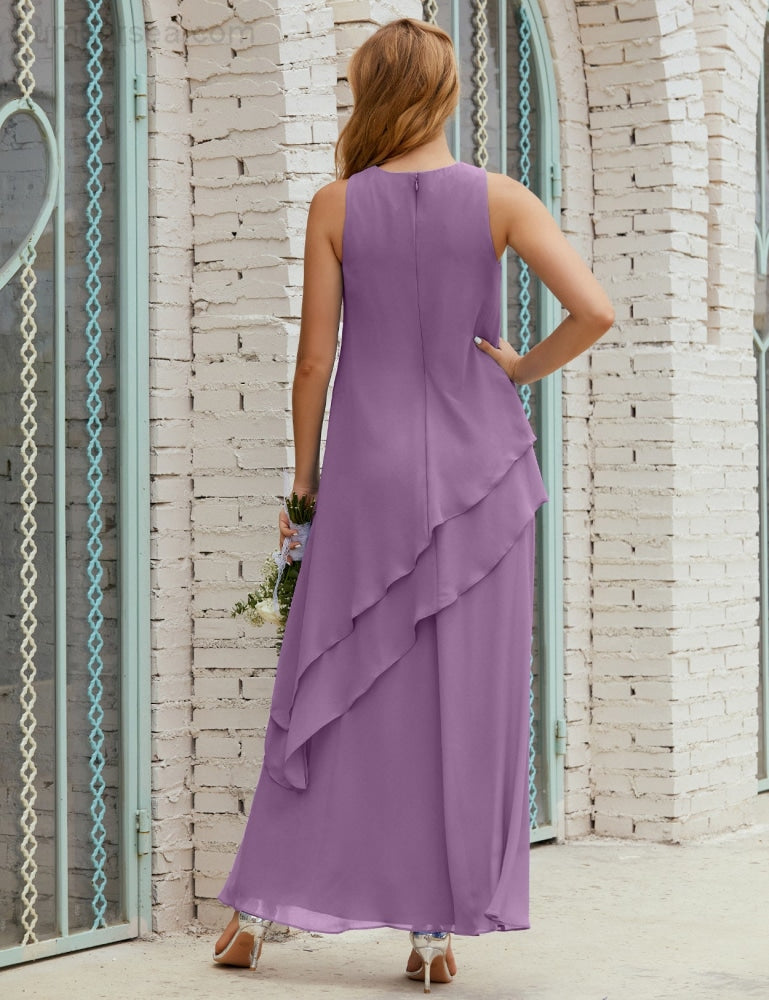 Vestido largo de gasa de talla grande para la madre de la novia, vestido de gala para dama de honor, vestido de graduación SY28019